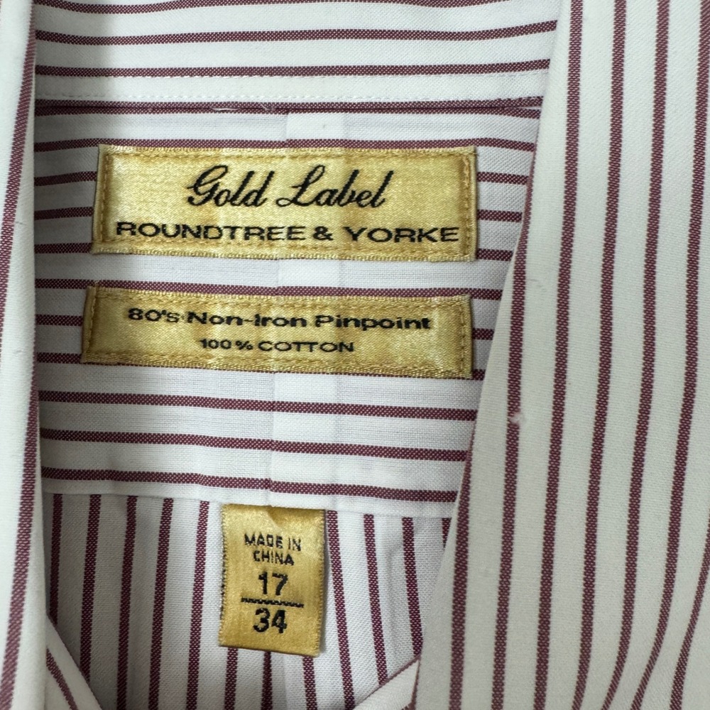 Lot of 6 Roundtree & Yorke Gold Label Mens Dress Shirts 17 34 Non-Iron Cotton - Picture 3 of 16